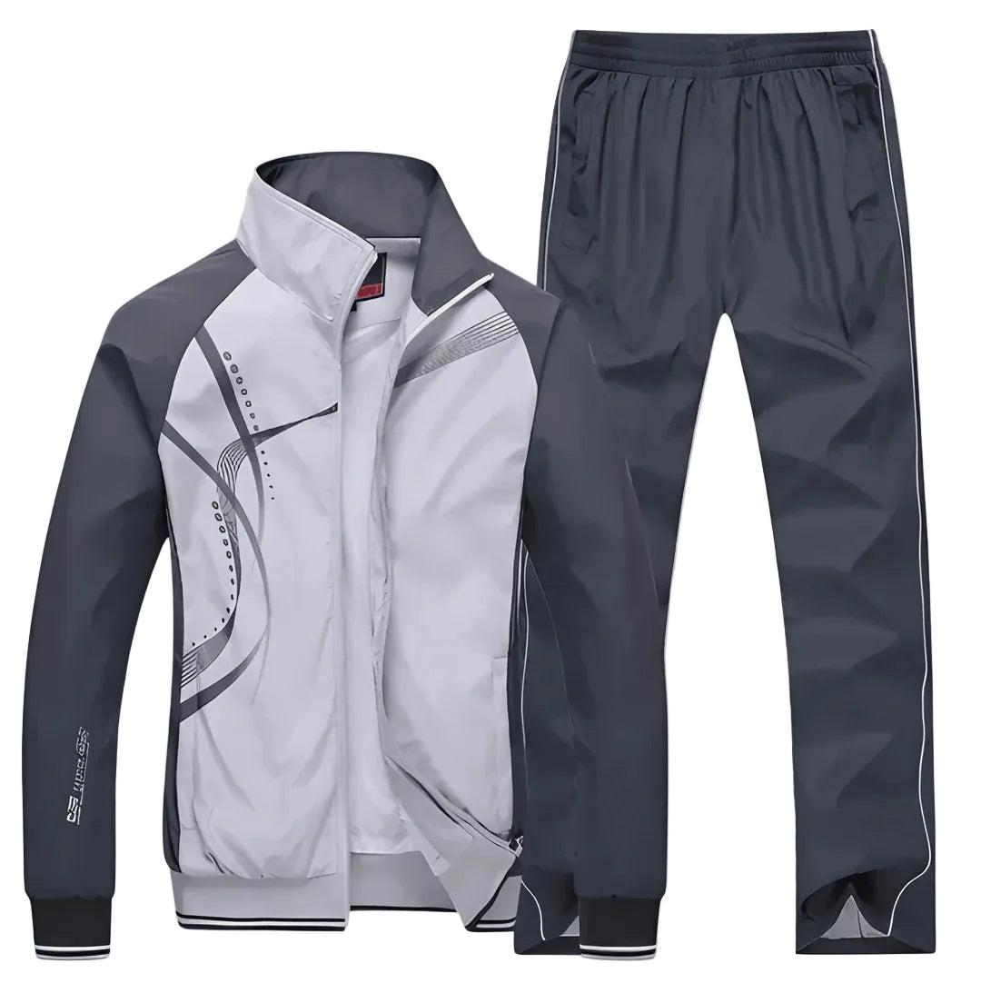 Męski Dres | Komplet Dwuczęściowy z Zamkiem i Elastycznym Pasem - Arkadya Outlet - Suits