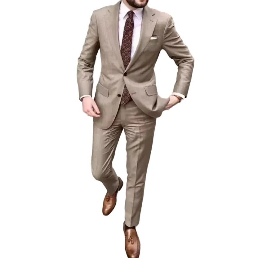 Męski Garnitur | Dwuczęściowy zestaw z klapowym kołnierzem - Arkadya Outlet - Suits