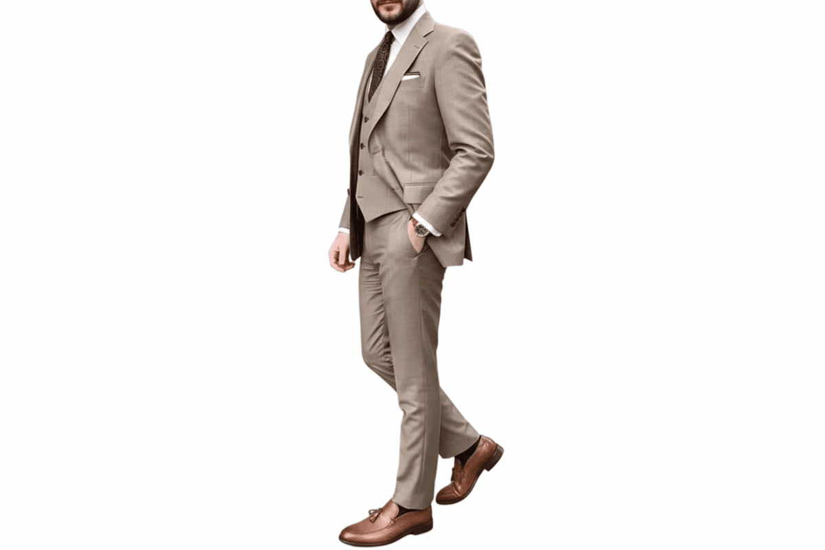 Męski Garnitur | Dwuczęściowy zestaw z klapowym kołnierzem - Arkadya Outlet - Suits