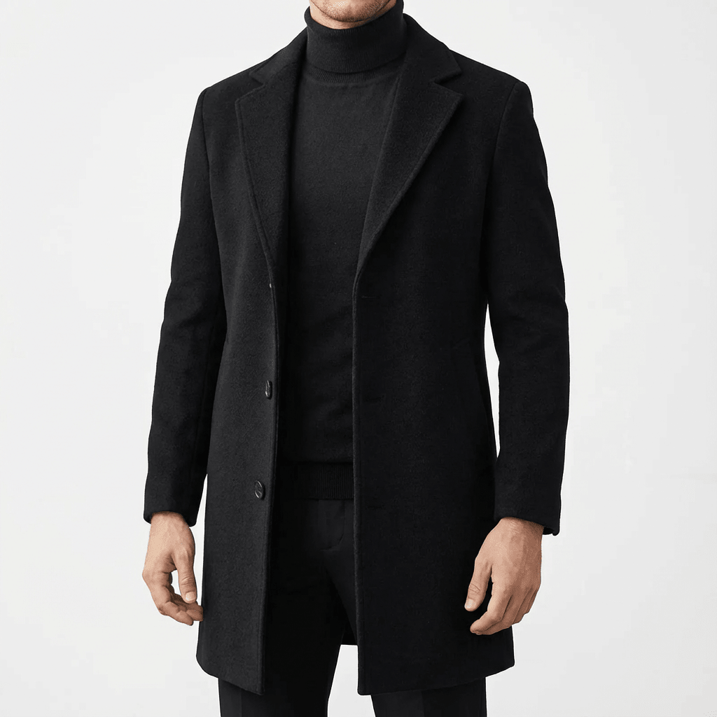 Męski Płaszcz | Dopasowany krój do połowy uda z guzikami - Arkadya Outlet - Coats