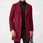 Męski Płaszcz | Dopasowany krój do połowy uda z guzikami - Arkadya Outlet - Coats