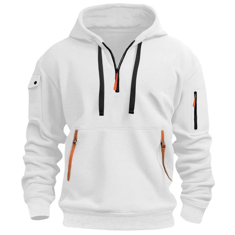 Męski Sweter z Kapturem | Kieszonki na Zamek i Ściągacze - Arkadya Outlet - Sweaters