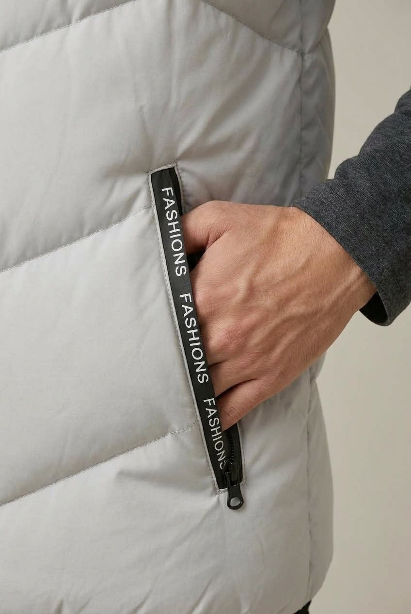 Męski Zestaw Bezrękawnik | Pikowany z zamkiem i kołnierzem stójką - Arkadya Outlet - Sets