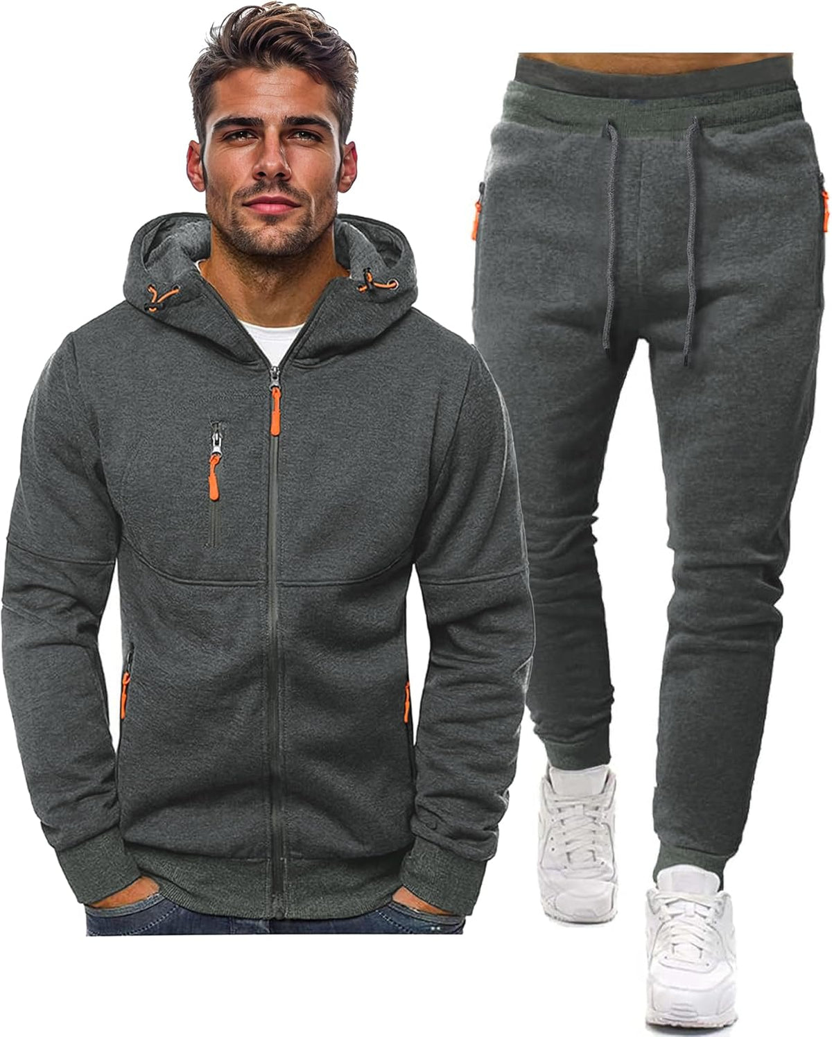 Męski Zestaw Dresowy | Bluza z Kapturem i Spodnie Joggery - Arkadya Outlet - Sets