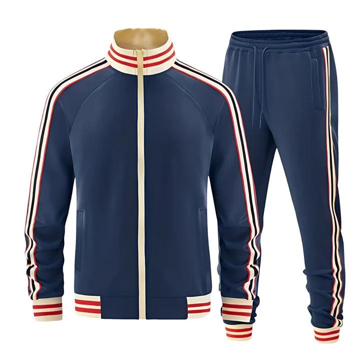 Męski Zestaw Dresowy | Bluza z Zamkiem i Spodnie z Paskami - Arkadya Outlet - Sets