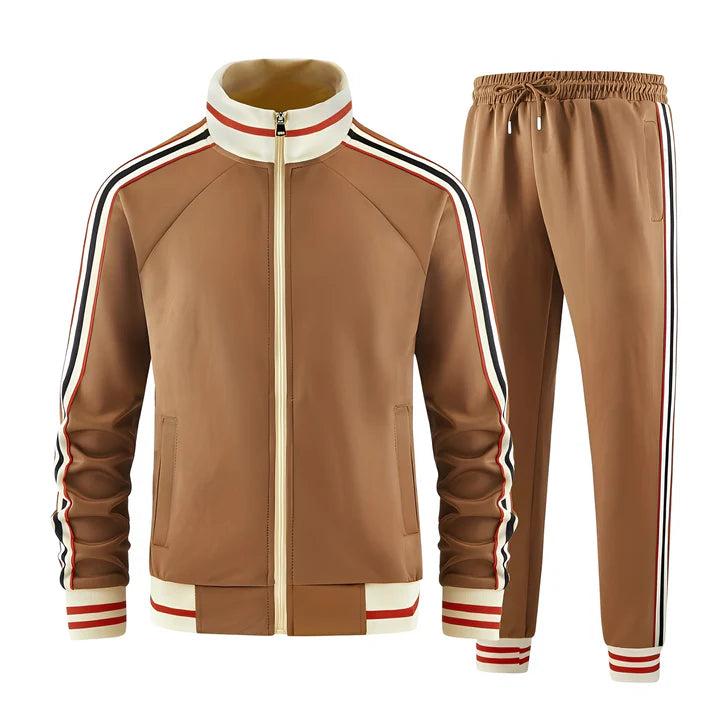 Męski Zestaw Dresowy | Bluza z Zamkiem i Spodnie z Paskami - Arkadya Outlet - Sets