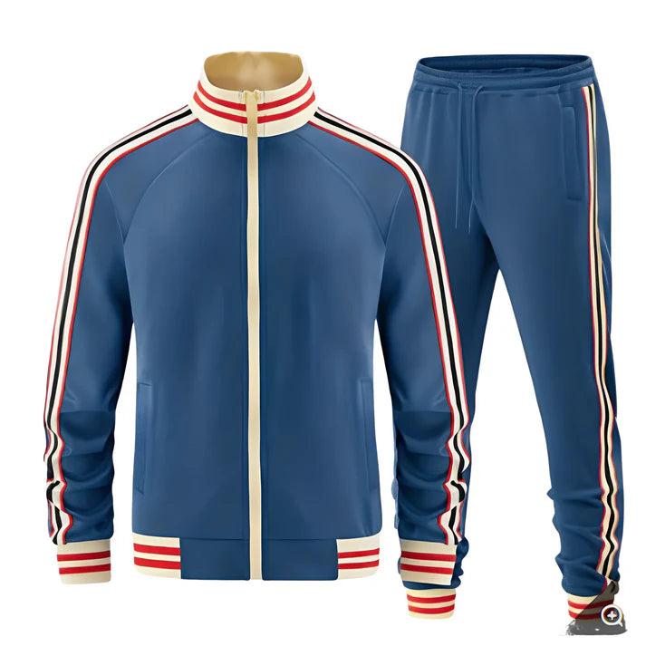 Męski Zestaw Dresowy | Bluza z Zamkiem i Spodnie z Paskami - Arkadya Outlet - Sets