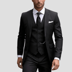 Męski Zestaw Garniturowy | Slim Fit Trzyczęściowy Formalny - Arkadya Outlet - Sets