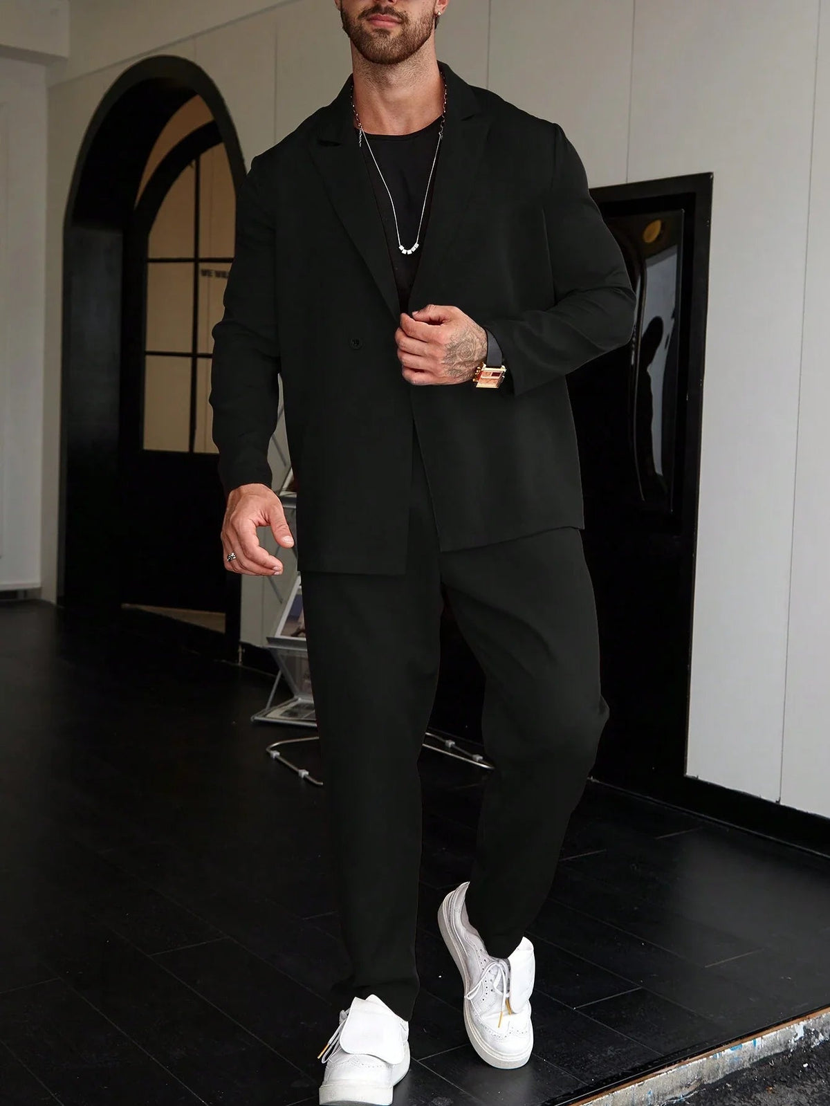 Męski Zestaw Garniturowy | Slim fit z marynarką i spodniami - Arkadya Outlet - Sets