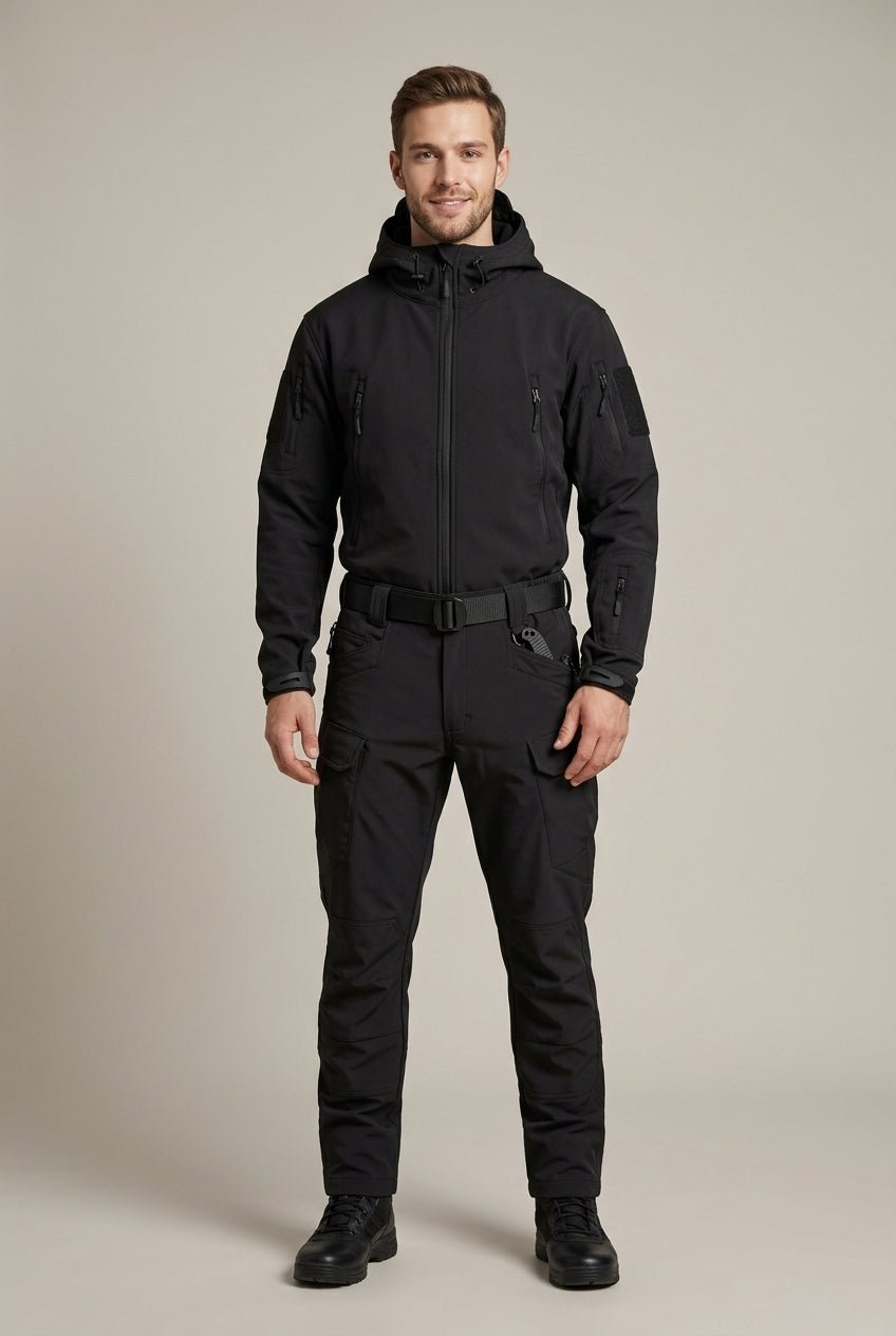Męski Zestaw Softshell | Kurtka z Kapturem i Spodnie na Zamek - Arkadya Outlet - Sets
