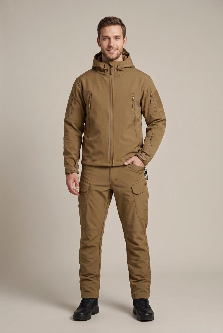 Męski Zestaw Softshell | Kurtka z Kapturem i Spodnie na Zamek - Arkadya Outlet - Sets