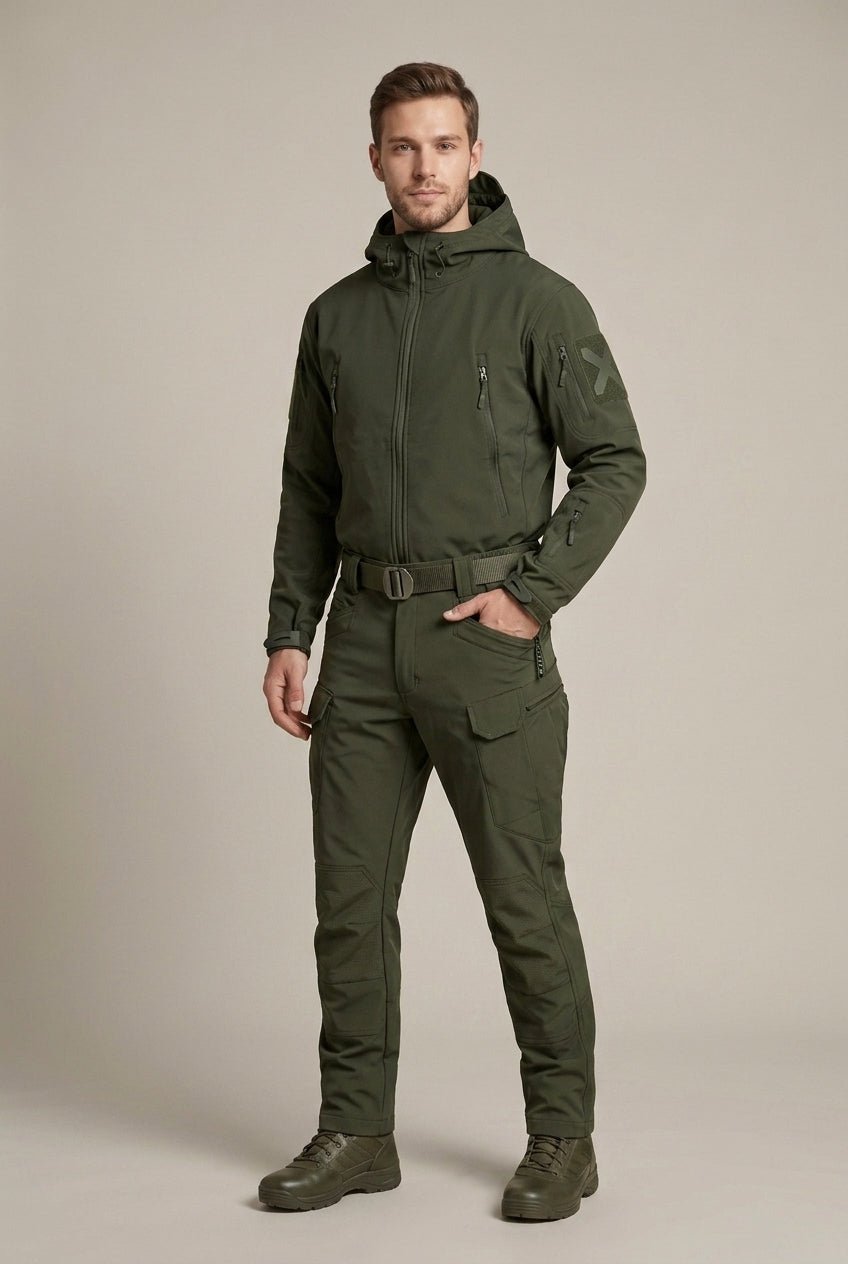Męski Zestaw Softshell | Kurtka z Kapturem i Spodnie na Zamek - Arkadya Outlet - Sets