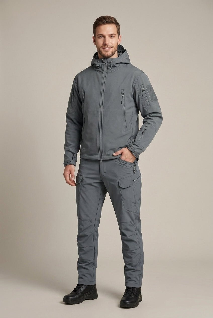 Męski Zestaw Softshell | Kurtka z Kapturem i Spodnie na Zamek - Arkadya Outlet - Sets