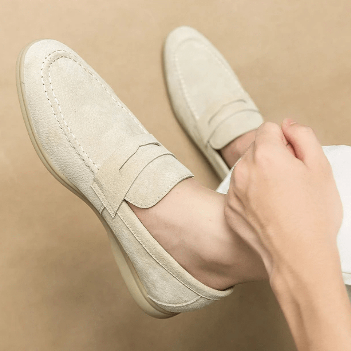 Mokasyny męskie wsuwane – ekoskóra, lekka budowa - Arkadya Outlet - Men Shoes