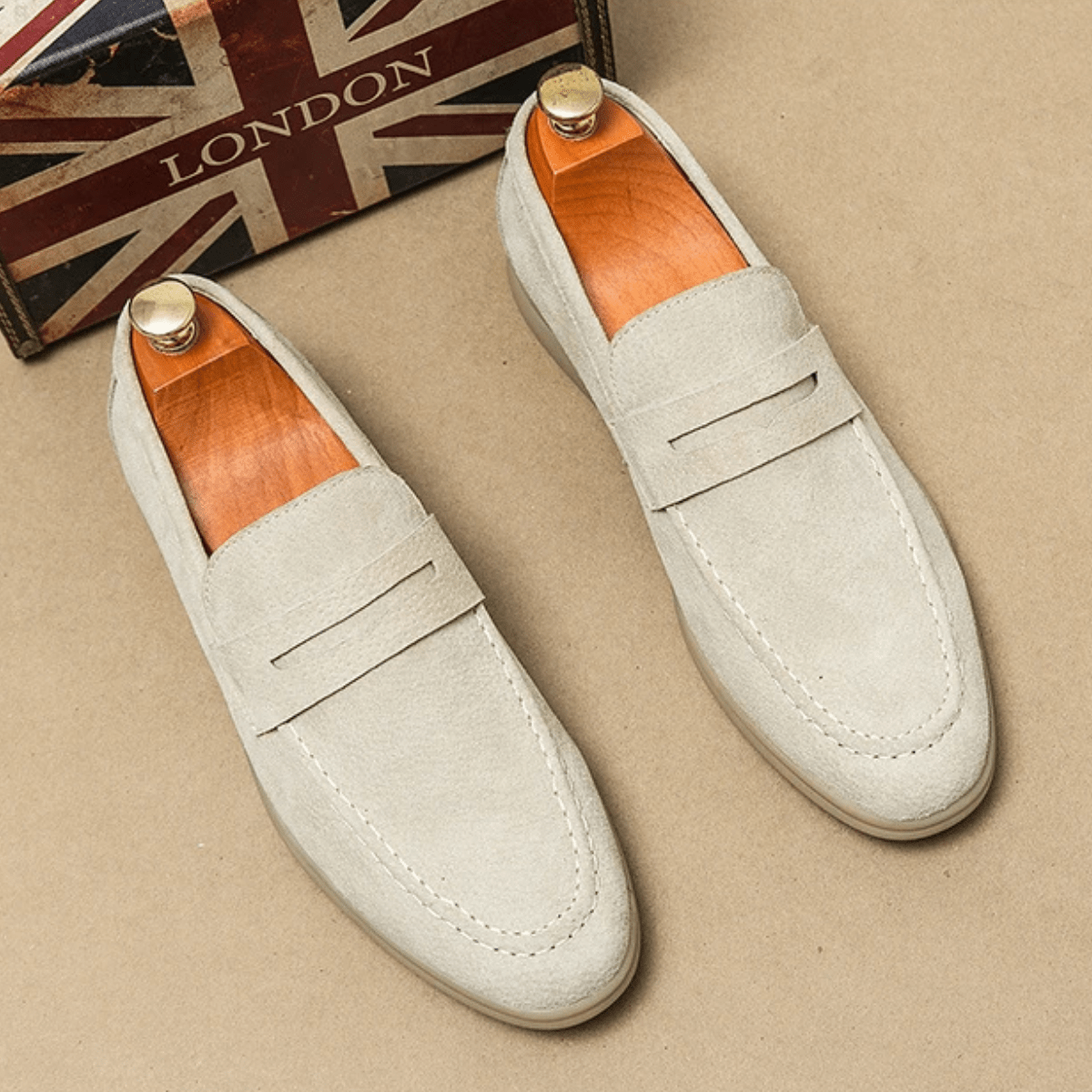 Mokasyny męskie wsuwane – ekoskóra, lekka budowa - Arkadya Outlet - Men Shoes