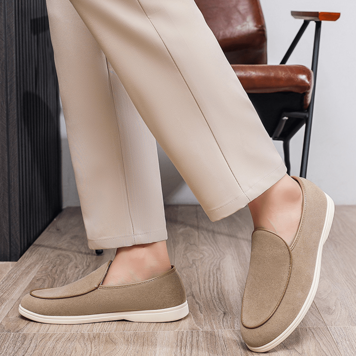 Mokasyny męskie wsuwane – płótno, lekka konstrukcja - Arkadya Outlet - Men Shoes
