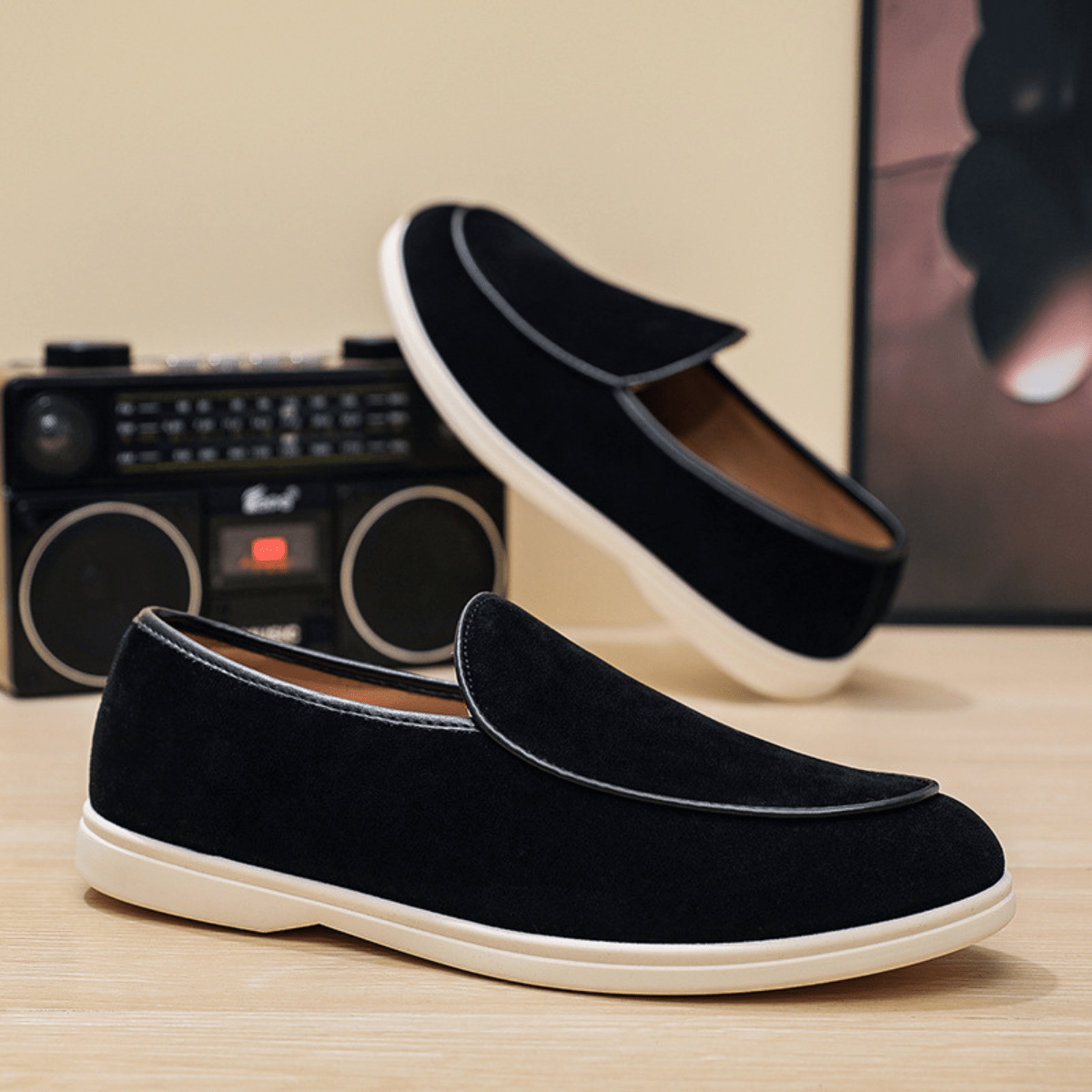 Mokasyny męskie wsuwane – płótno, lekka konstrukcja - Arkadya Outlet - Men Shoes