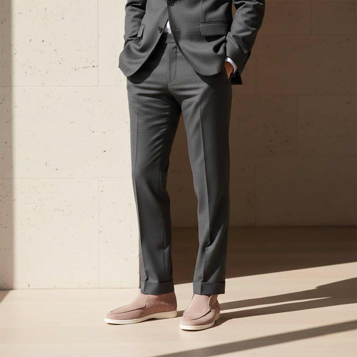 Mokasyny męskie wsuwane – standardowy krój, bez sznurówek - Arkadya Outlet - Men Shoes