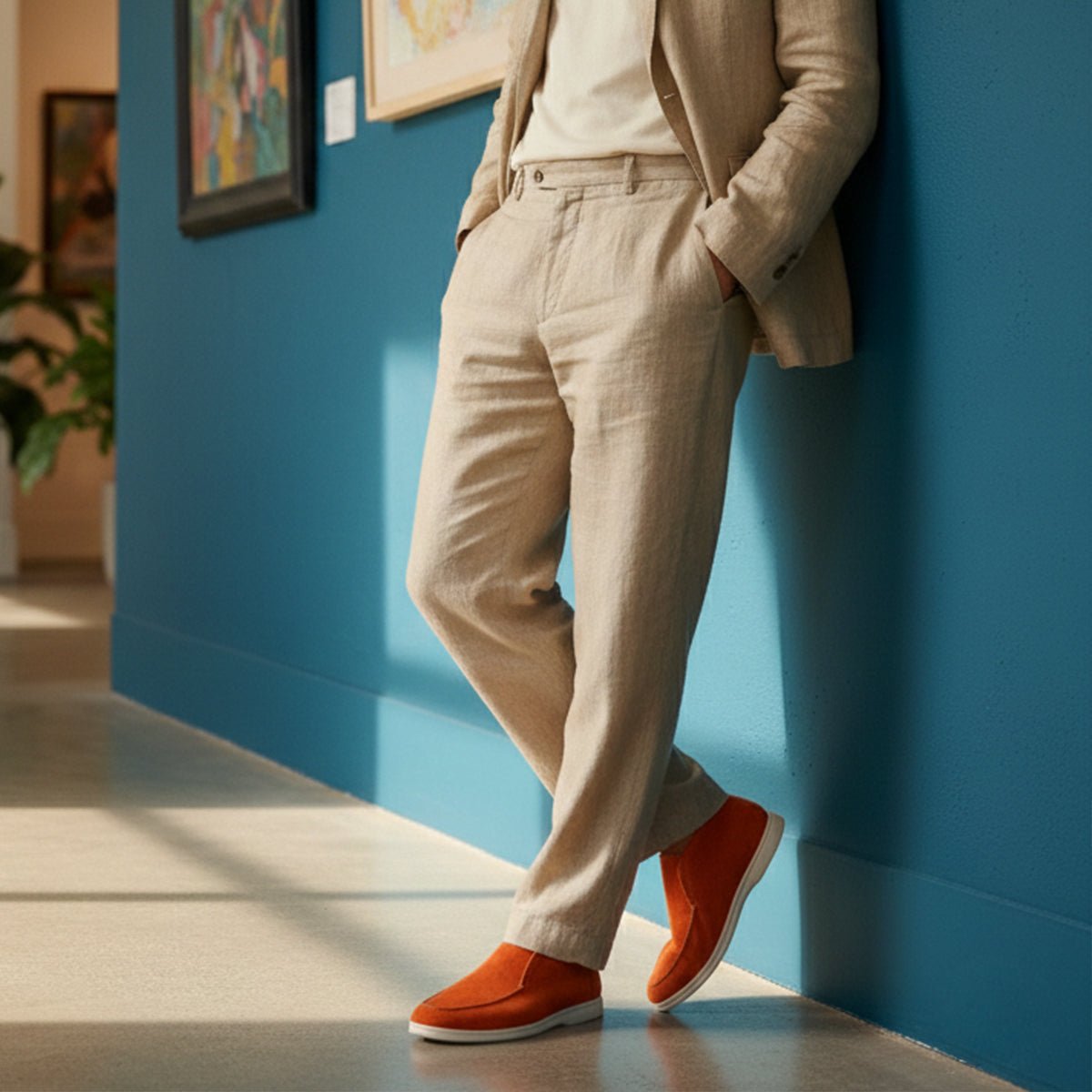 Mokasyny męskie wsuwane – standardowy krój, bez sznurówek - Arkadya Outlet - Men Shoes
