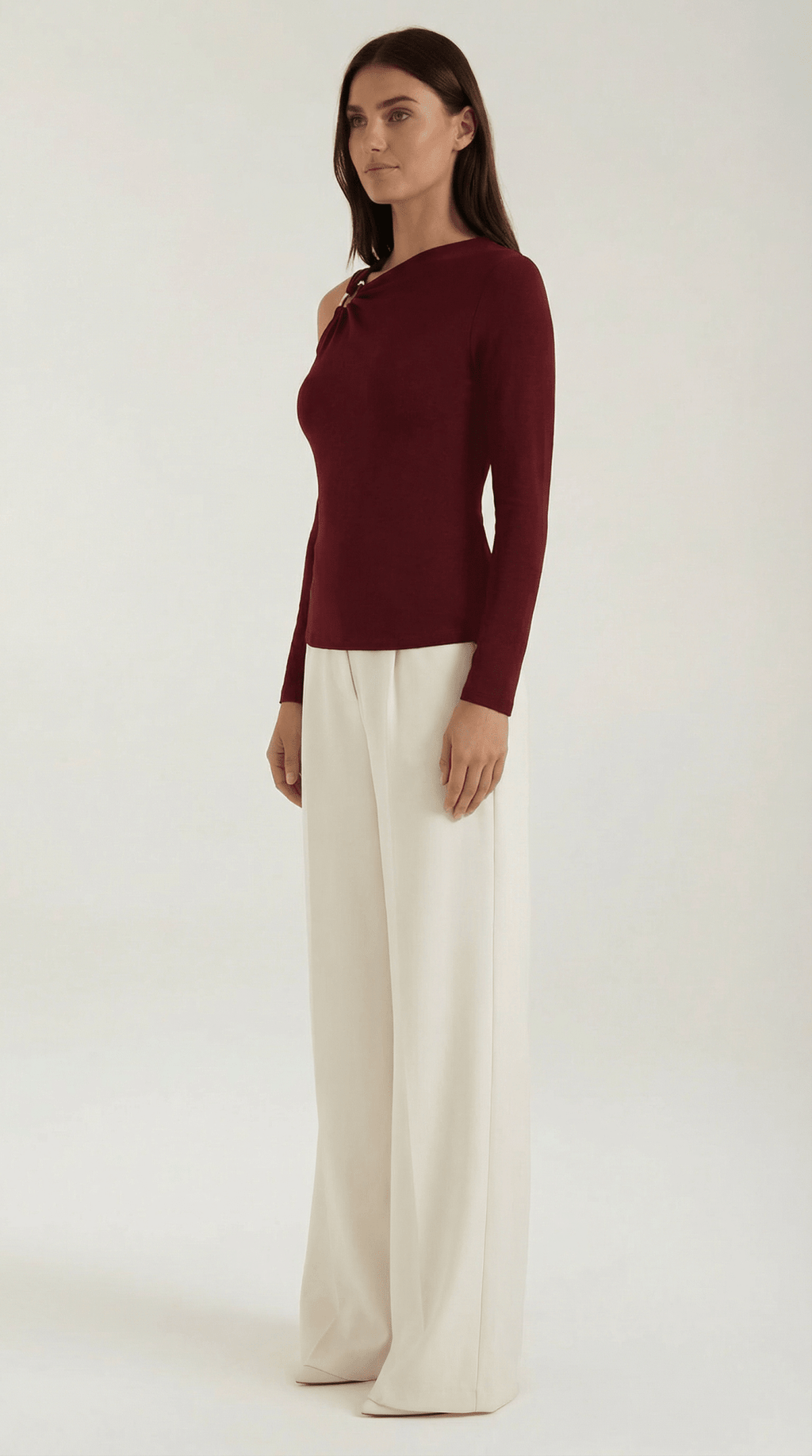 op damski jednoramienny asymetryczny dekolt - Arkadya Outlet - Women Top
