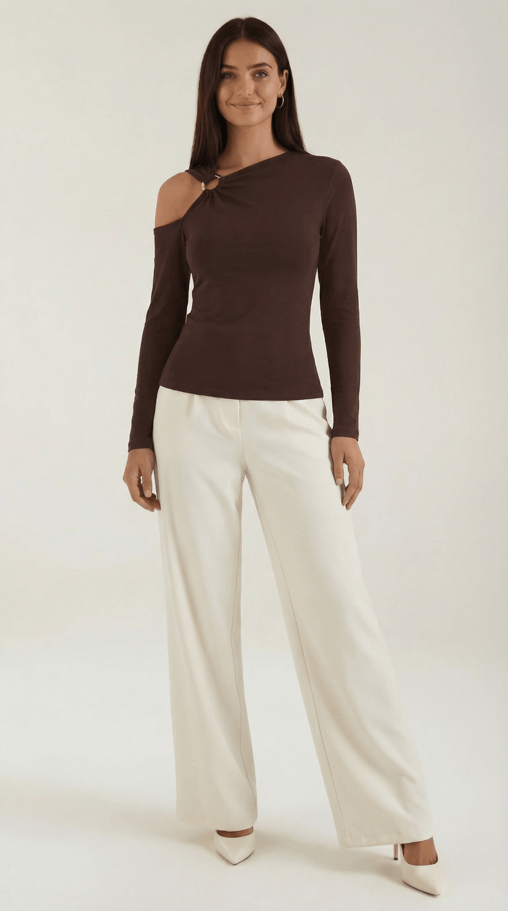 op damski jednoramienny asymetryczny dekolt - Arkadya Outlet - Women Top