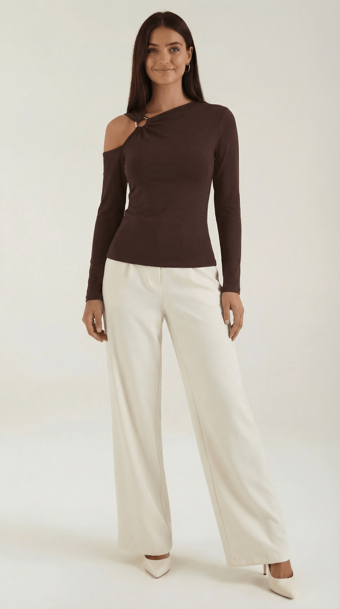 op damski jednoramienny asymetryczny dekolt - Arkadya Outlet - Women Top