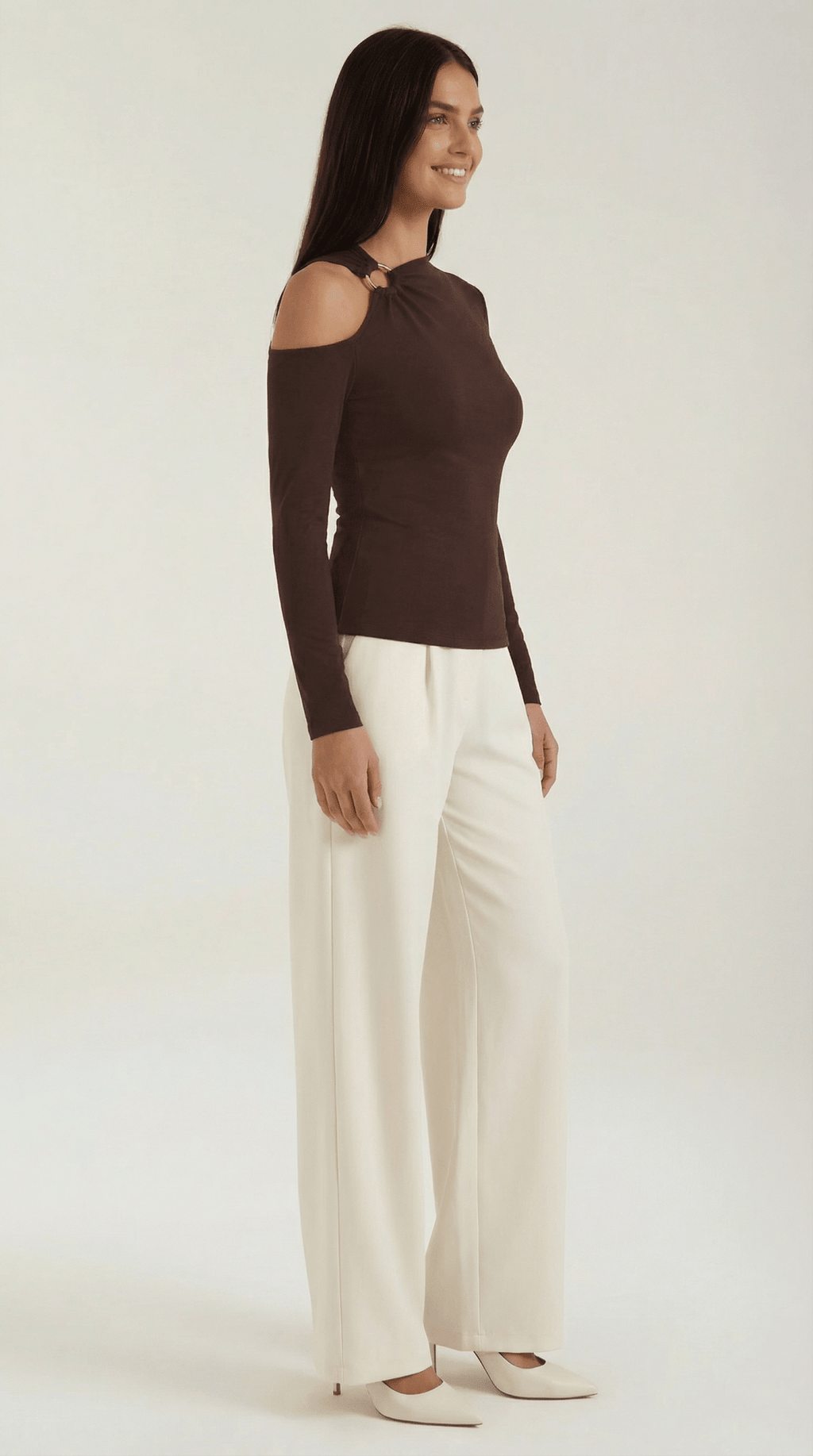 op damski jednoramienny asymetryczny dekolt - Arkadya Outlet - Women Top