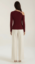 op damski jednoramienny asymetryczny dekolt - Arkadya Outlet - Women Top