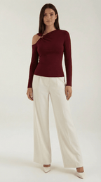 op damski jednoramienny asymetryczny dekolt - Arkadya Outlet - Women Top