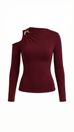 op damski jednoramienny asymetryczny dekolt - Arkadya Outlet - Women Top