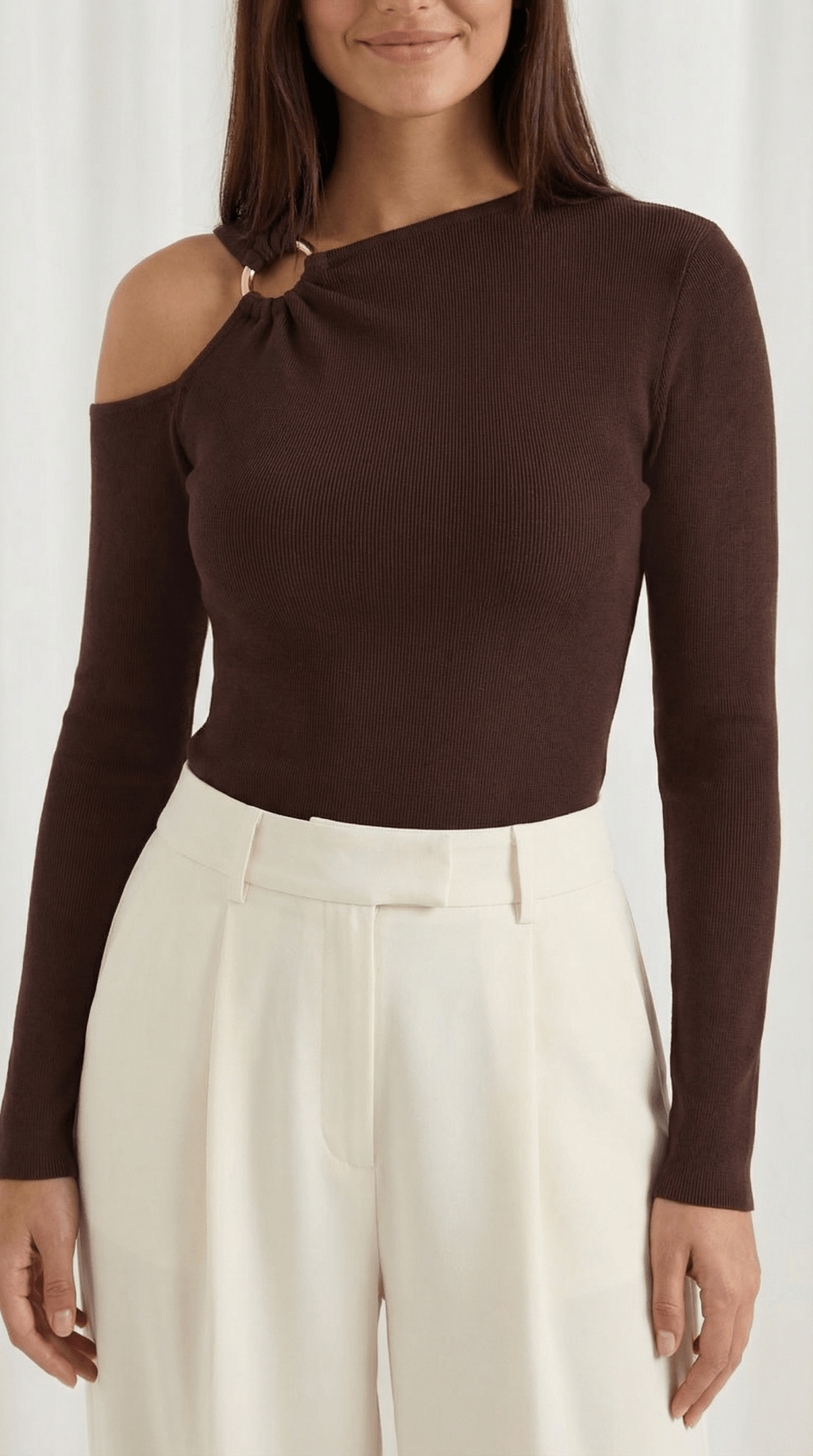op damski jednoramienny asymetryczny dekolt - Arkadya Outlet - Women Top