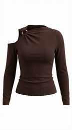 op damski jednoramienny asymetryczny dekolt - Arkadya Outlet - Women Top