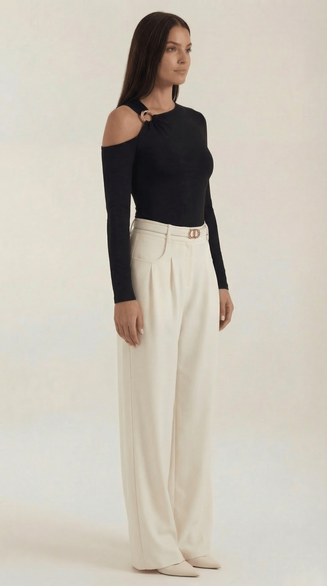 op damski jednoramienny asymetryczny dekolt - Arkadya Outlet - Women Top
