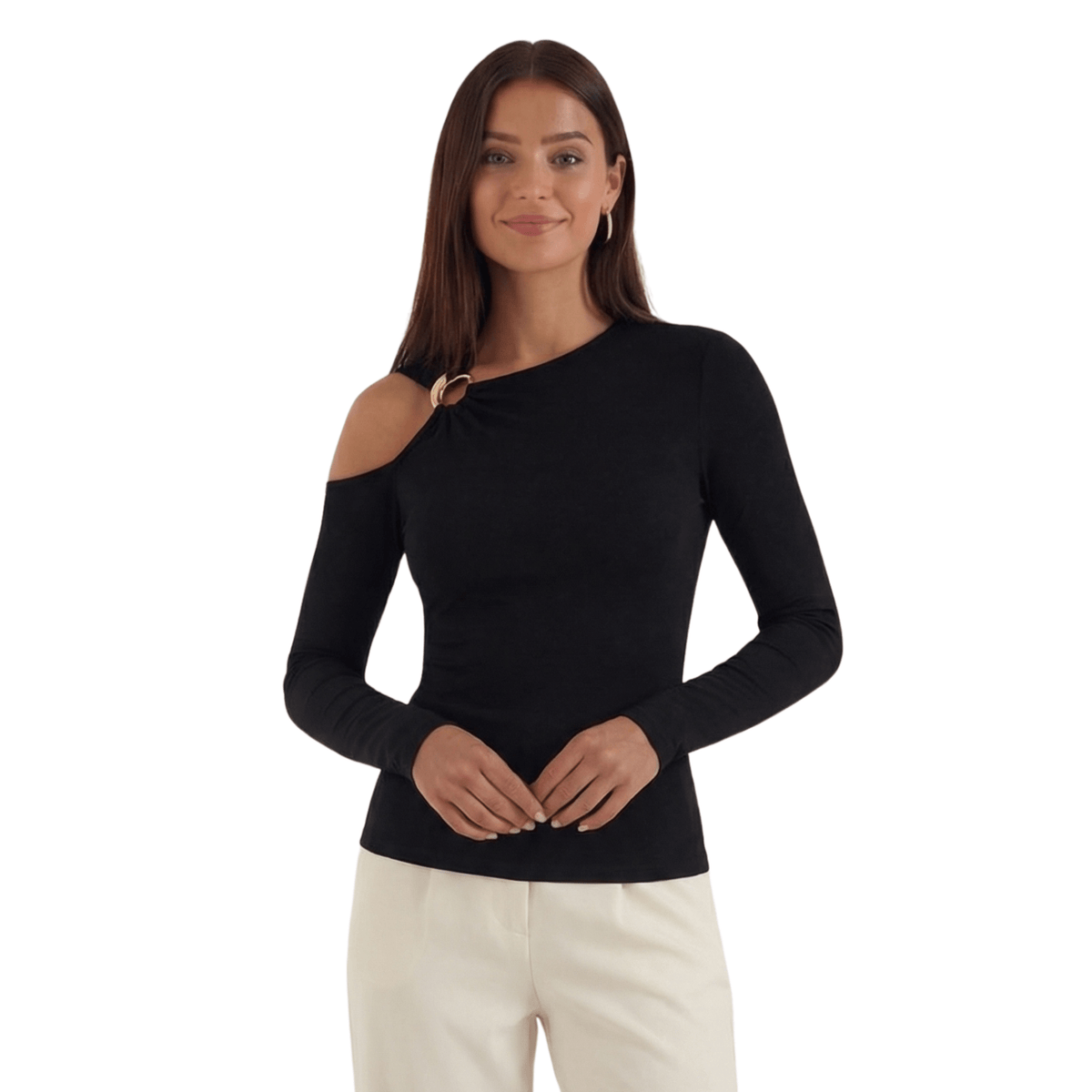 op damski jednoramienny asymetryczny dekolt - Arkadya Outlet - Women Top
