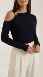 op damski jednoramienny asymetryczny dekolt - Arkadya Outlet - Women Top