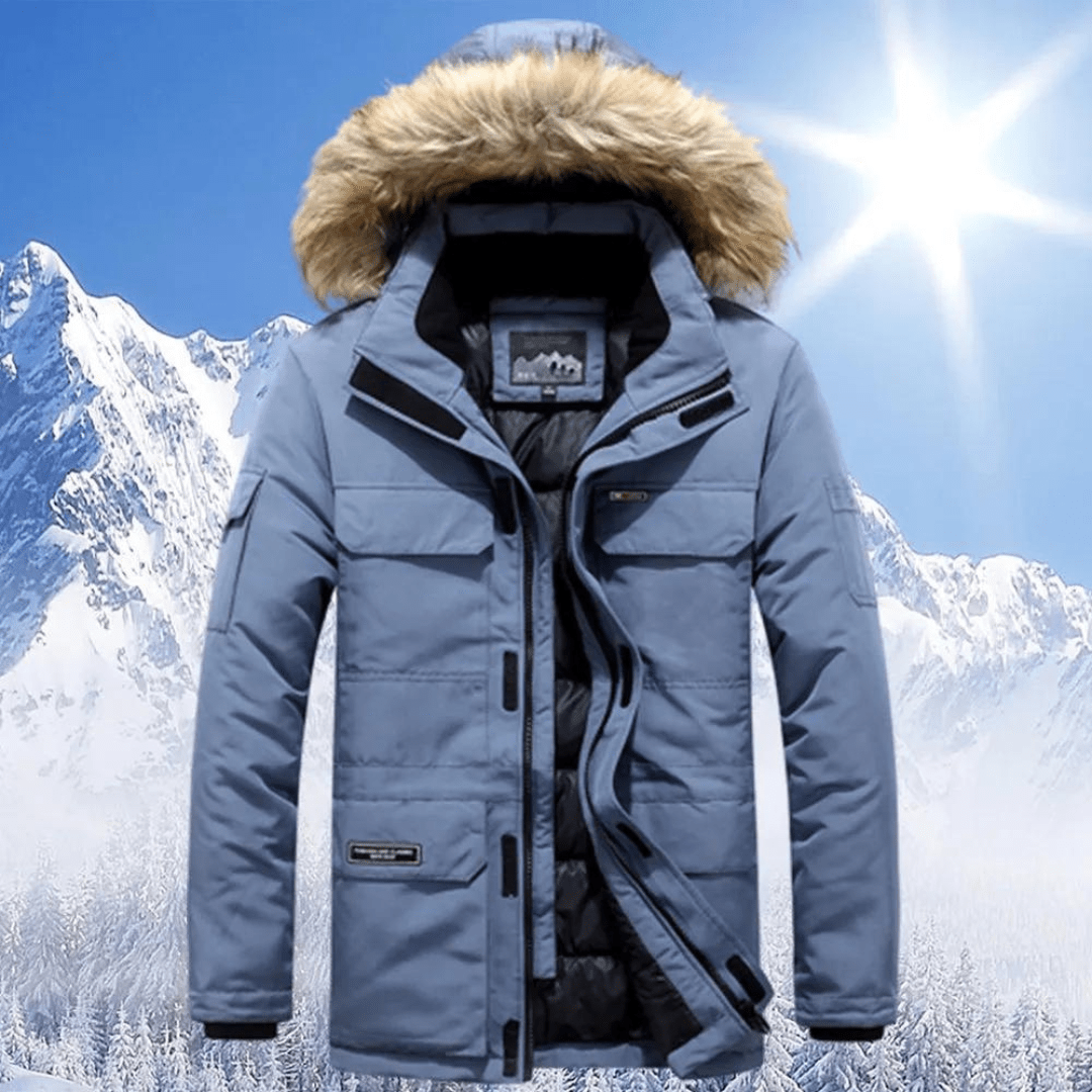 Parka Męska | Ocieplana z kapturem i zamkiem na całej długości - Arkadya Outlet - Jackets