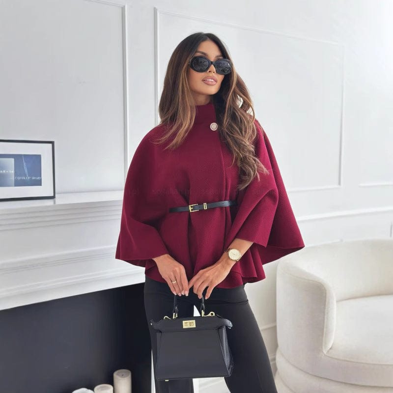 Peleryna damska z wysokim kołnierzem - Arkadya Outlet - Women Coat