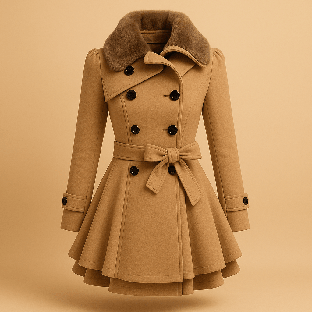 Płaszcz Damski | Długi krój z kołnierzem ze sztucznego futra - Arkadya Outlet - Coats