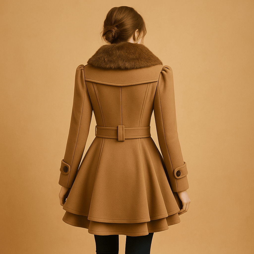 Płaszcz Damski | Długi krój z kołnierzem ze sztucznego futra - Arkadya Outlet - Coats