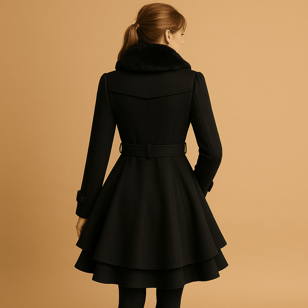 Płaszcz Damski | Długi krój z kołnierzem ze sztucznego futra - Arkadya Outlet - Coats