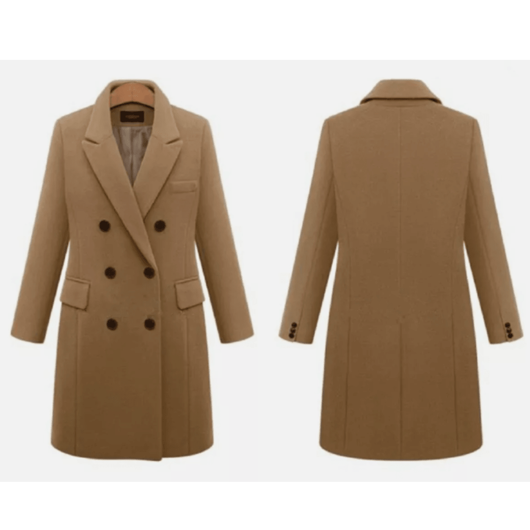Płaszcz Damski | Dopasowany krój z guzikami i kołnierzem z wcięciem - Arkadya Outlet - Coats