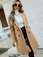 Płaszcz Damski | Dwurzędowe zapięcie i krój do kolan - Arkadya Outlet - Coats