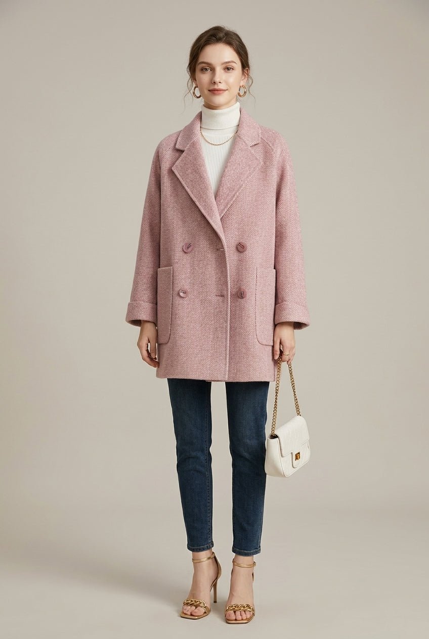 Płaszcz Damski | Dwurzędowy krój z raglanowymi rękawami - Arkadya Outlet - Coats