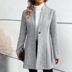 Płaszcz Damski | Krój Dopasowany z Jednym Guzikiem z Przodu - Arkadya Outlet - Coats