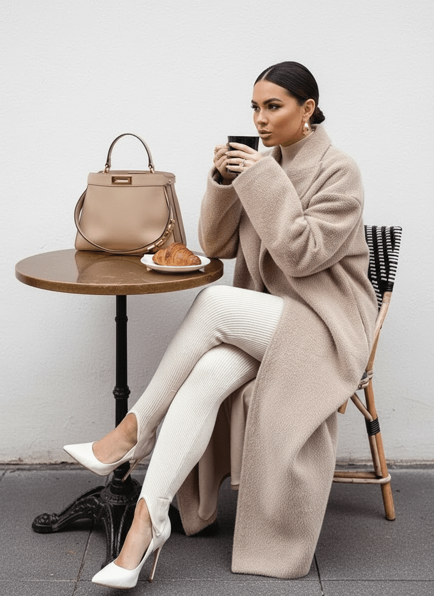Płaszcz Damski | Oversize z szalowym kołnierzem i zapięciem na guzik - Arkadya Outlet - Coats