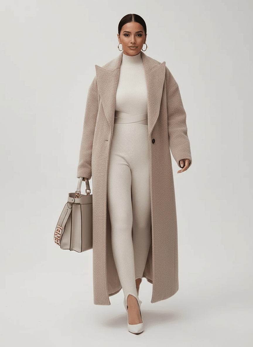 Płaszcz Damski | Oversize z szalowym kołnierzem i zapięciem na guzik - Arkadya Outlet - Coats