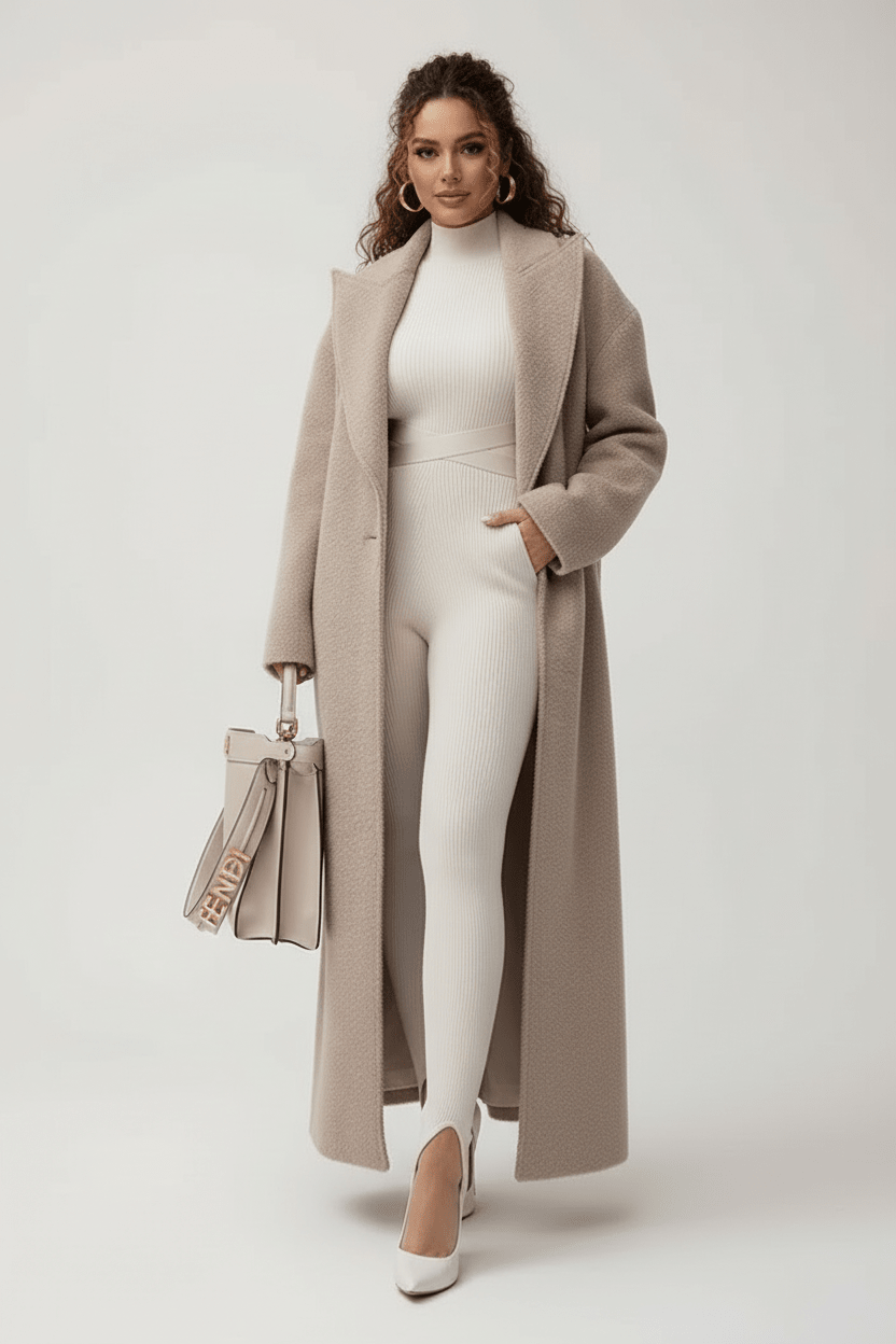 Płaszcz Damski | Oversize z szalowym kołnierzem i zapięciem na guzik - Arkadya Outlet - Coats