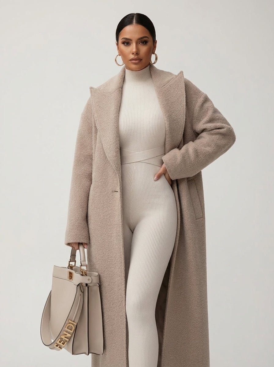 Płaszcz Damski | Oversize z szalowym kołnierzem i zapięciem na guzik - Arkadya Outlet - Coats