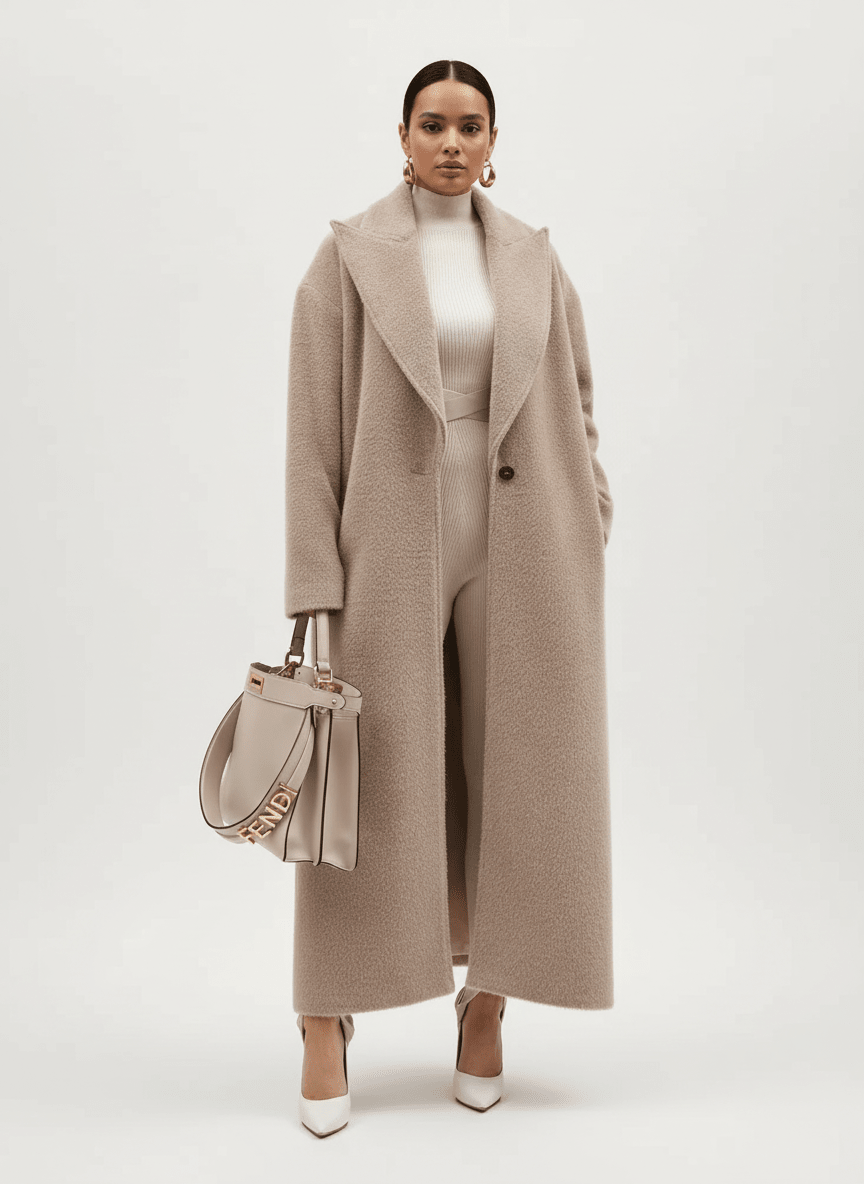 Płaszcz Damski | Oversize z szalowym kołnierzem i zapięciem na guzik - Arkadya Outlet - Coats