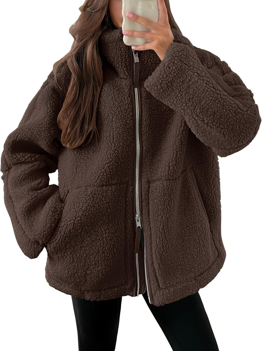Płaszcz Damski Oversize | Zapięcie na zamek, wydłużony krój - Arkadya Outlet - Coats